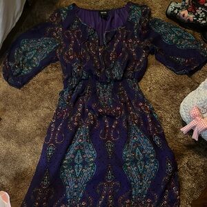 Nicole by Nicole Miller Purple Paisley Dress